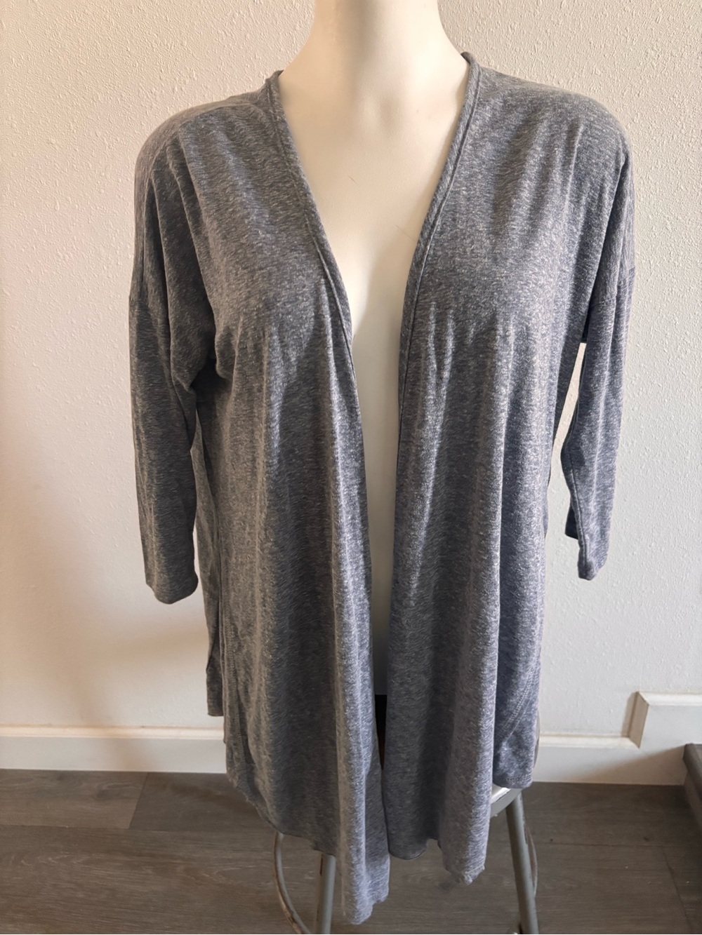 Bobeau Open-Front Grey Cardigan